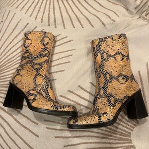 Mia Yellow Snakeskin Boots